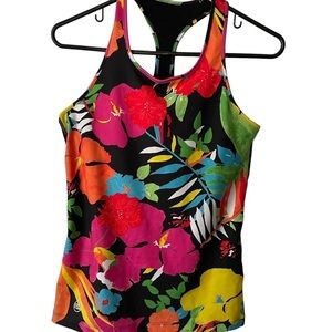 Lauren by Ralph Lauren printed workout racer tank top size S